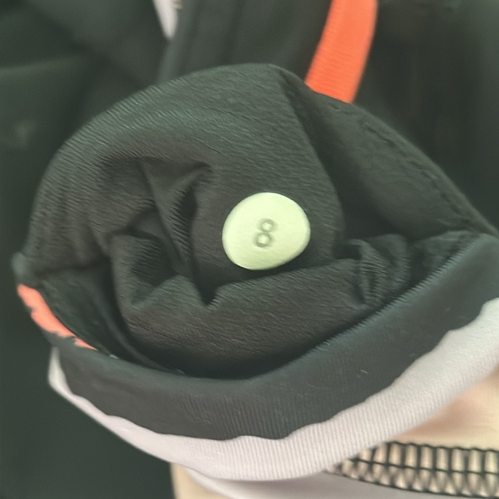 Lululemon Run Inspire Crop II *Block-It Pocket. Black/Bleacher Stripe. Sz 8. - Picture 9 of 16